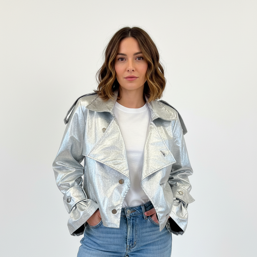 Chaqueta plateada para mujer VCR